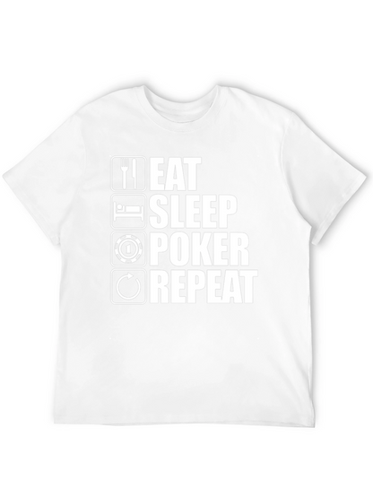 Camiseta Hombre Eat Sleep Poker Repeat - Negra