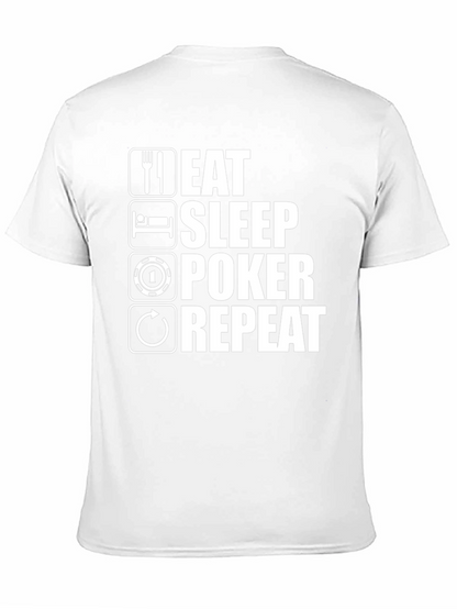 Camiseta Hombre Eat Sleep Poker Repeat - Negra
