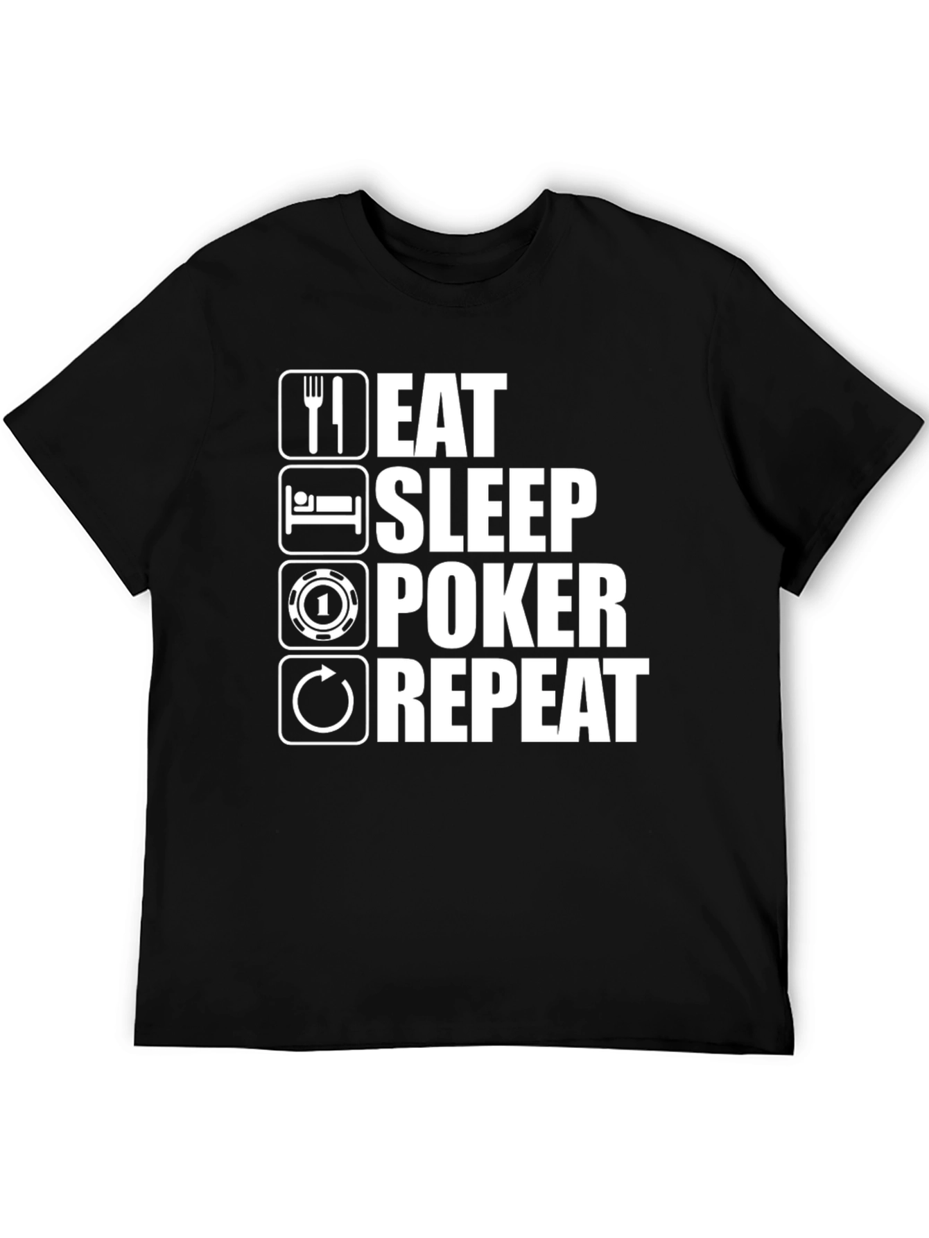 Camiseta Hombre Eat Sleep Poker Repeat - Negra