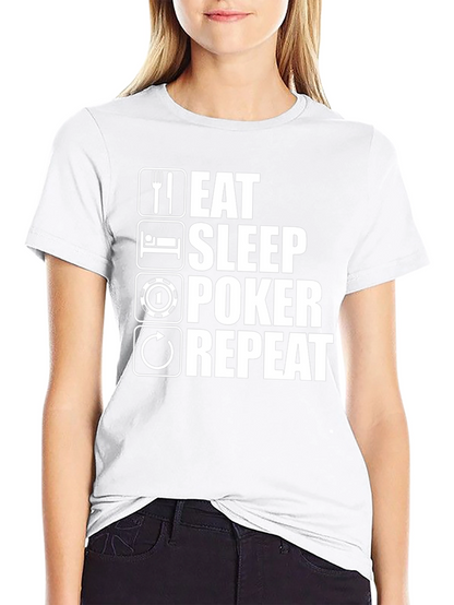 Camiseta Hombre Eat Sleep Poker Repeat - Negra
