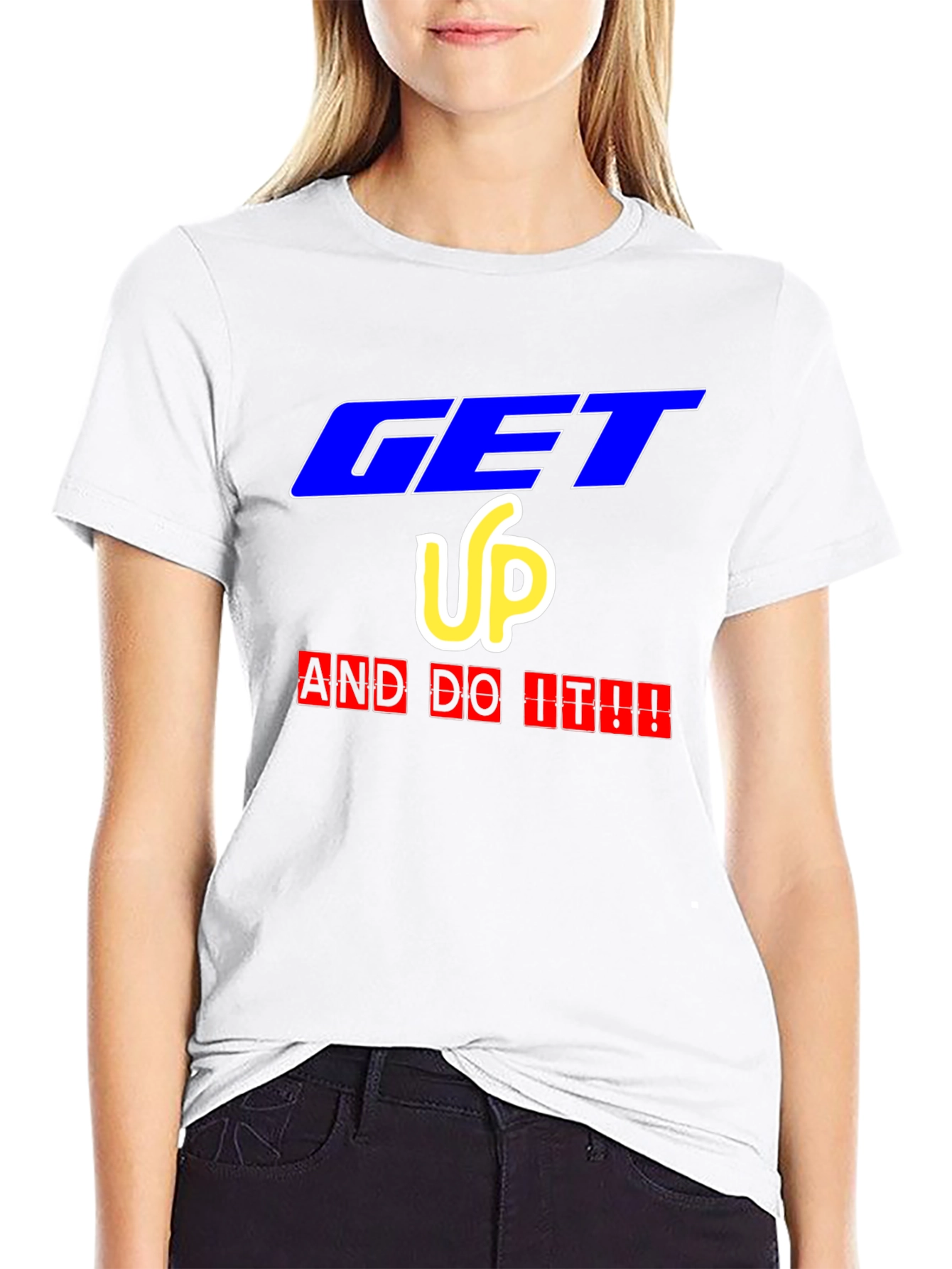 Camiseta Negra Motivacional Get Up And Do It!!