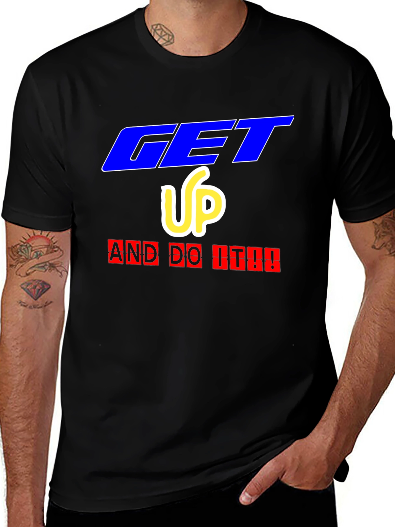 Camiseta Negra Motivacional Get Up And Do It!!