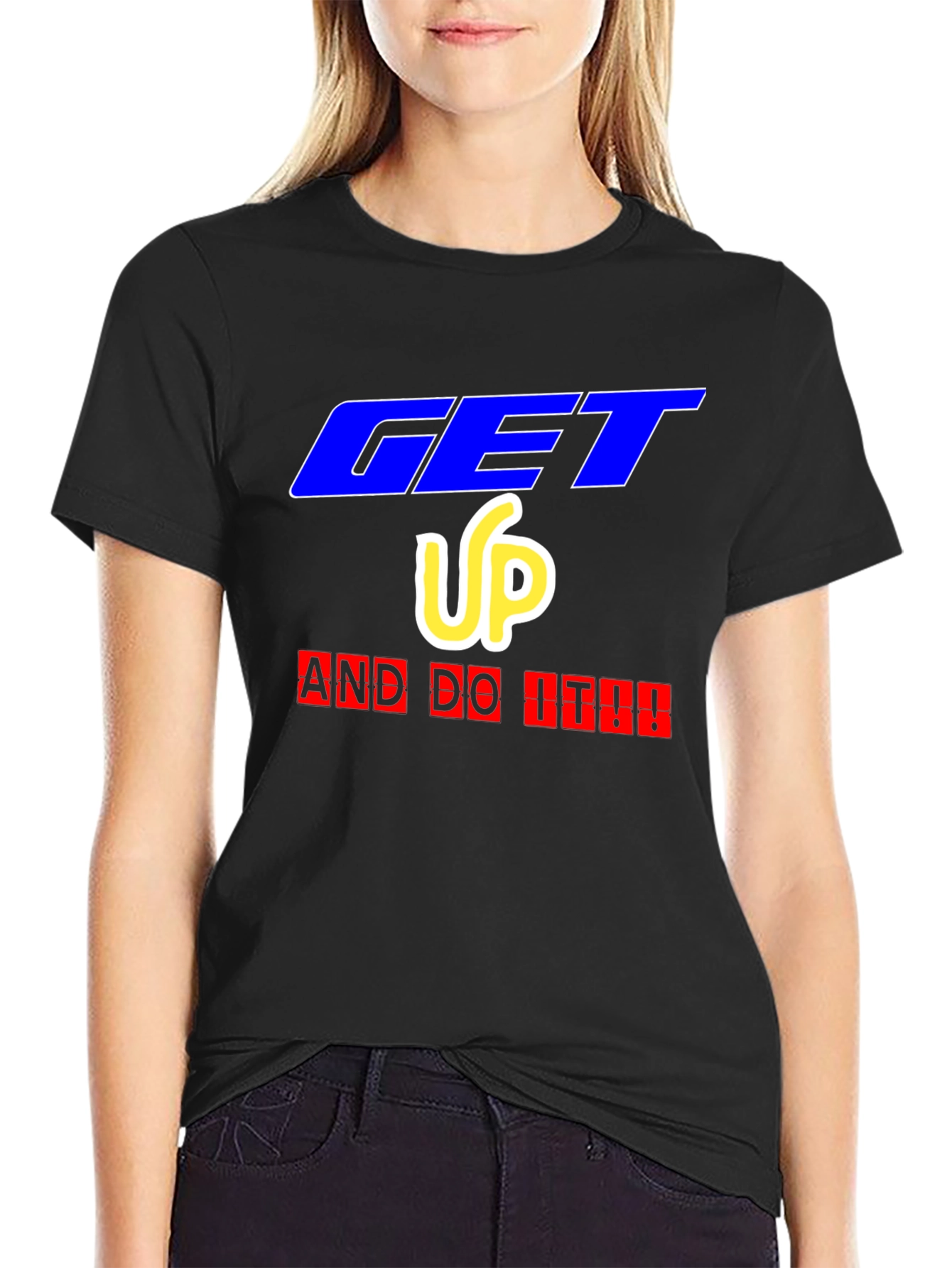 Camiseta Negra Motivacional Get Up And Do It!!