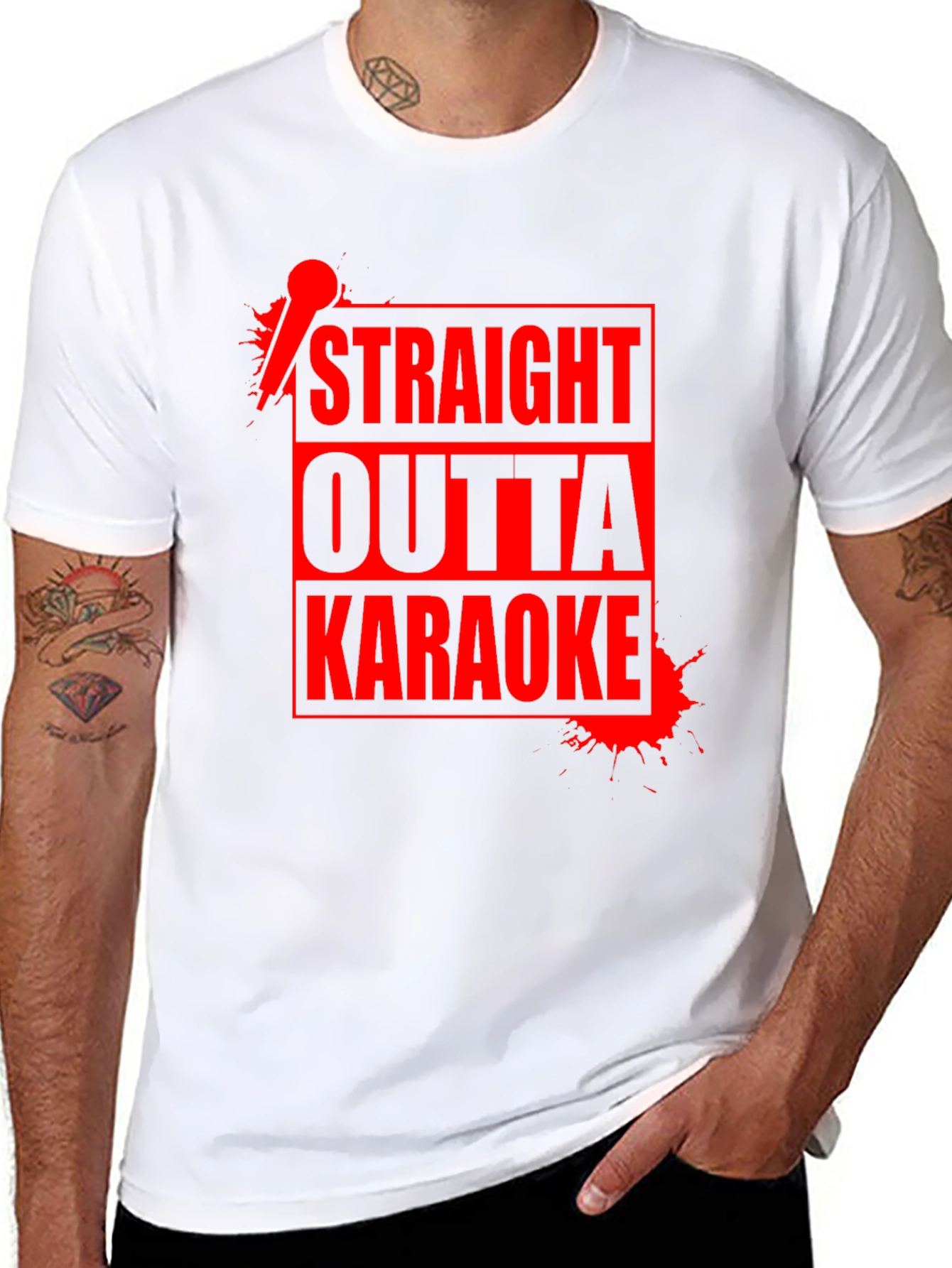 Camiseta Negra Straight Outta Karaoke para Hombre