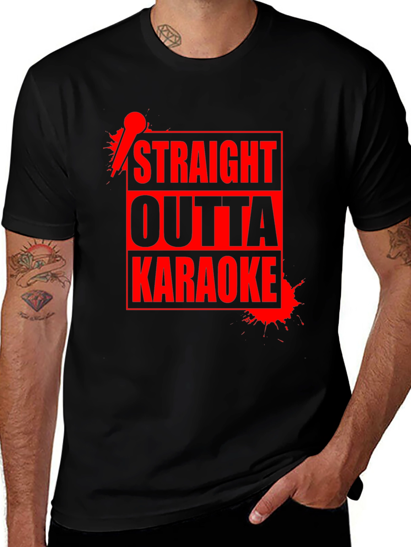 Camiseta Negra Straight Outta Karaoke para Hombre