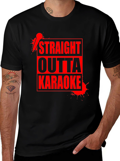 Camiseta Negra Straight Outta Karaoke para Hombre