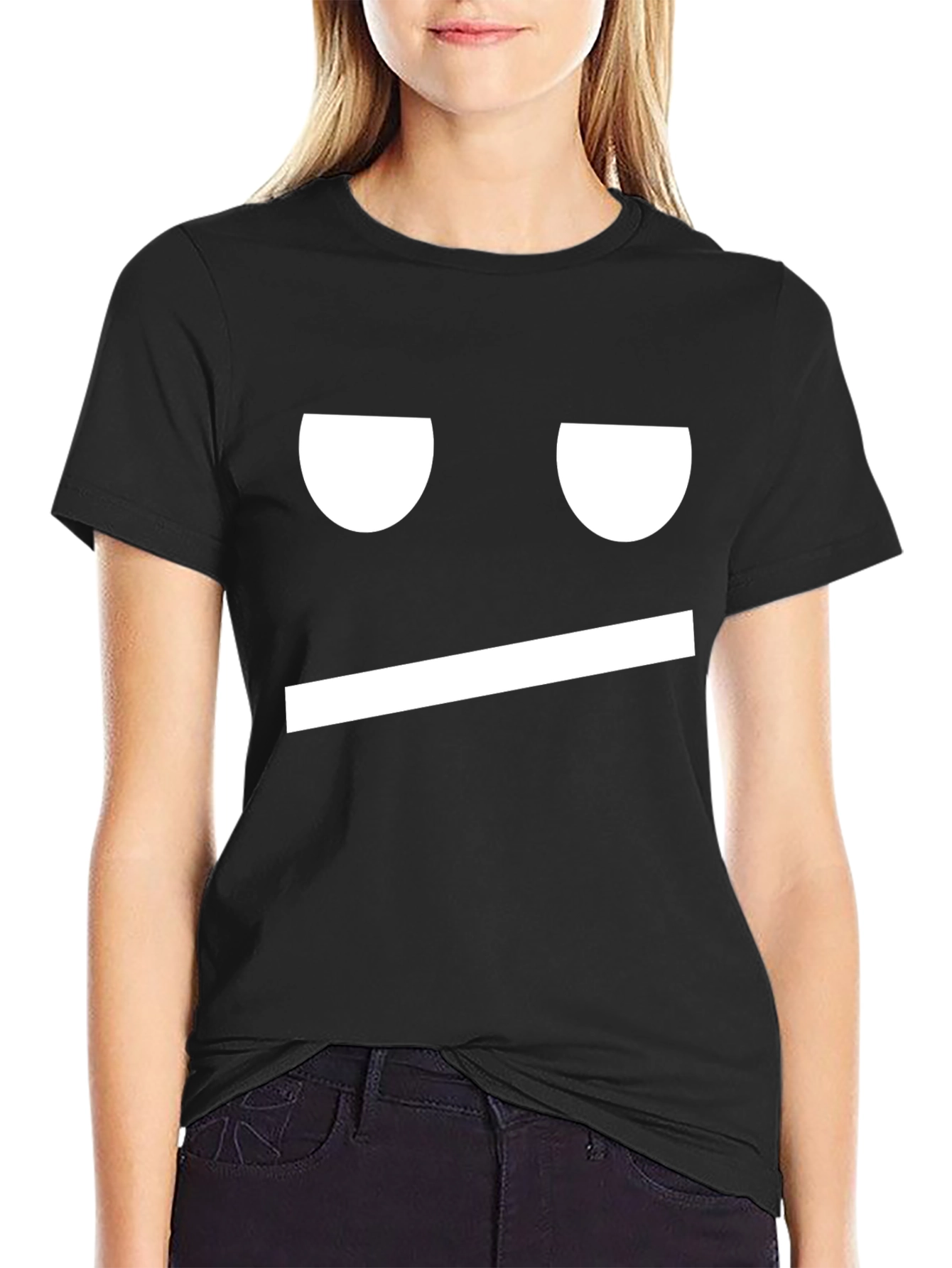 Camiseta Negra Meh Cara Expresión Gráfica Divertida Hombre