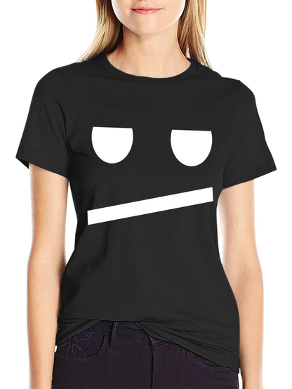 Camiseta Negra Meh Cara Expresión Gráfica Divertida Hombre