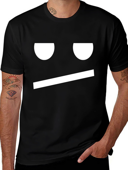 Camiseta Negra Meh Cara Expresión Gráfica Divertida Hombre