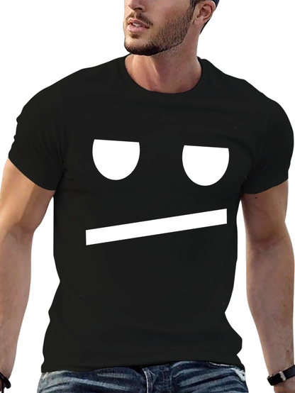Camiseta Negra Meh Cara Expresión Gráfica Divertida Hombre