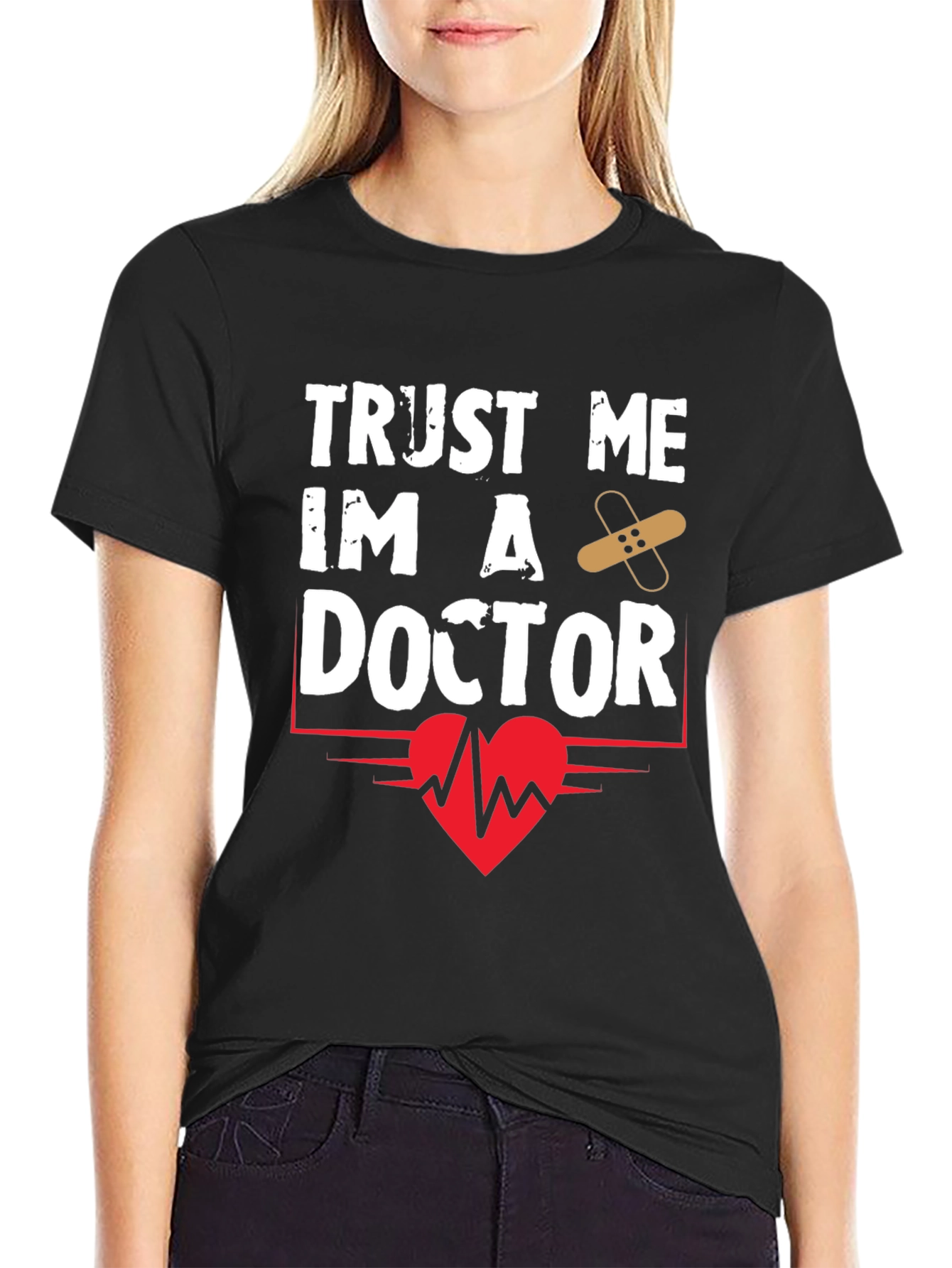Camiseta Negra Confía en mí soy doctor