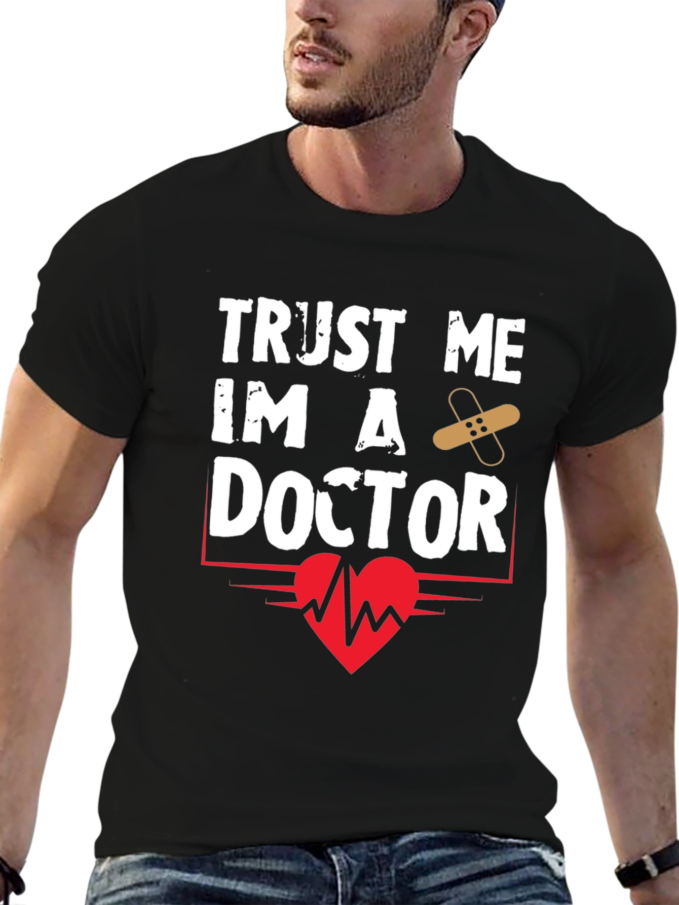 Camiseta Negra Confía en mí soy doctor