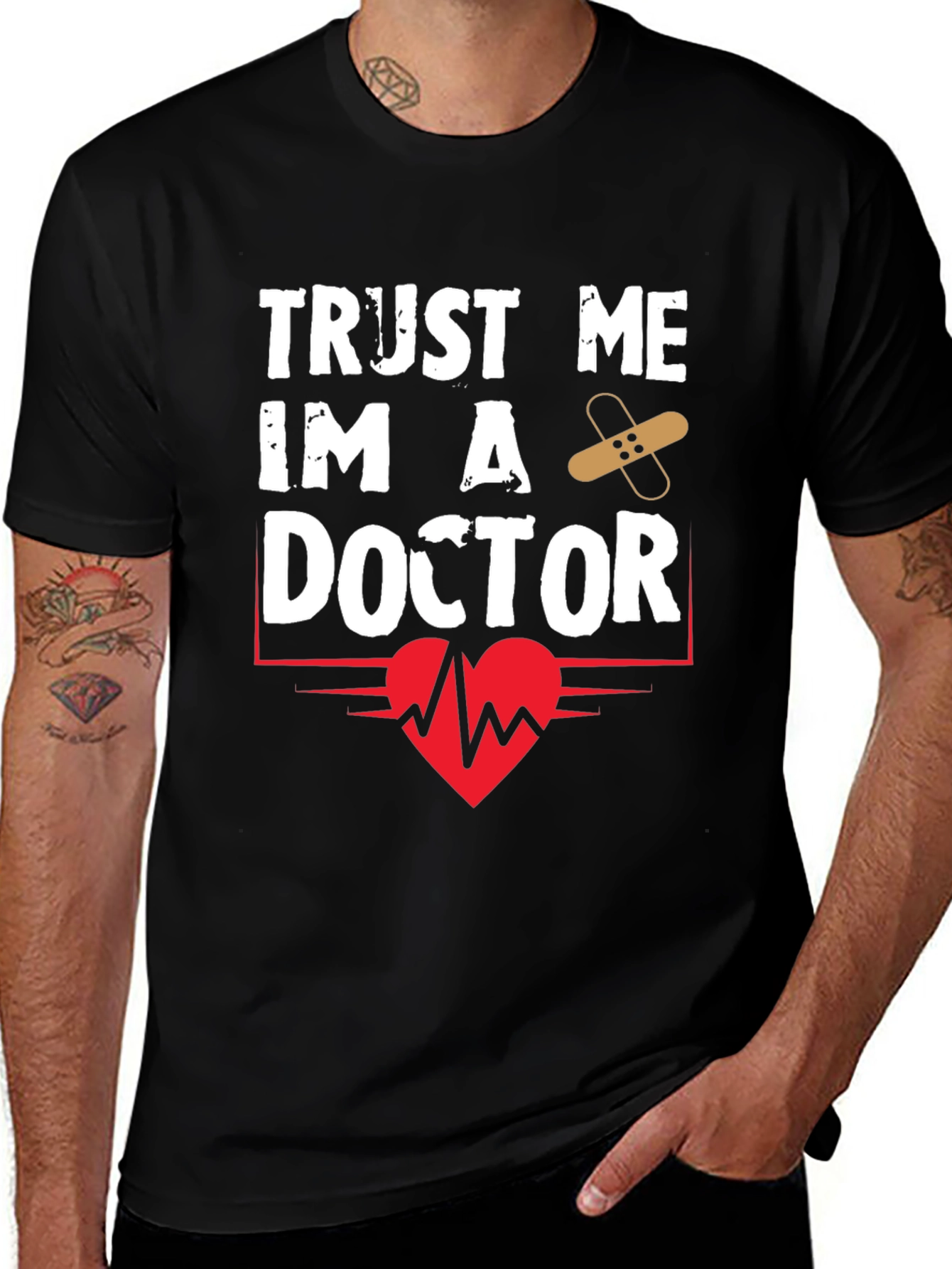 Camiseta Negra Confía en mí soy doctor