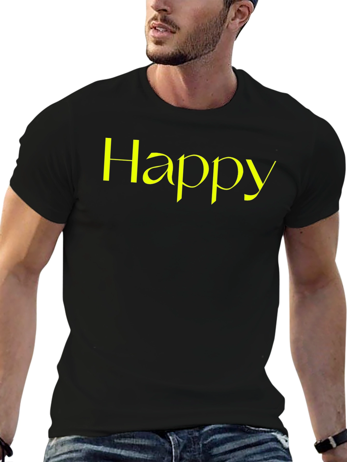 Camiseta Negra Happy para Hombre