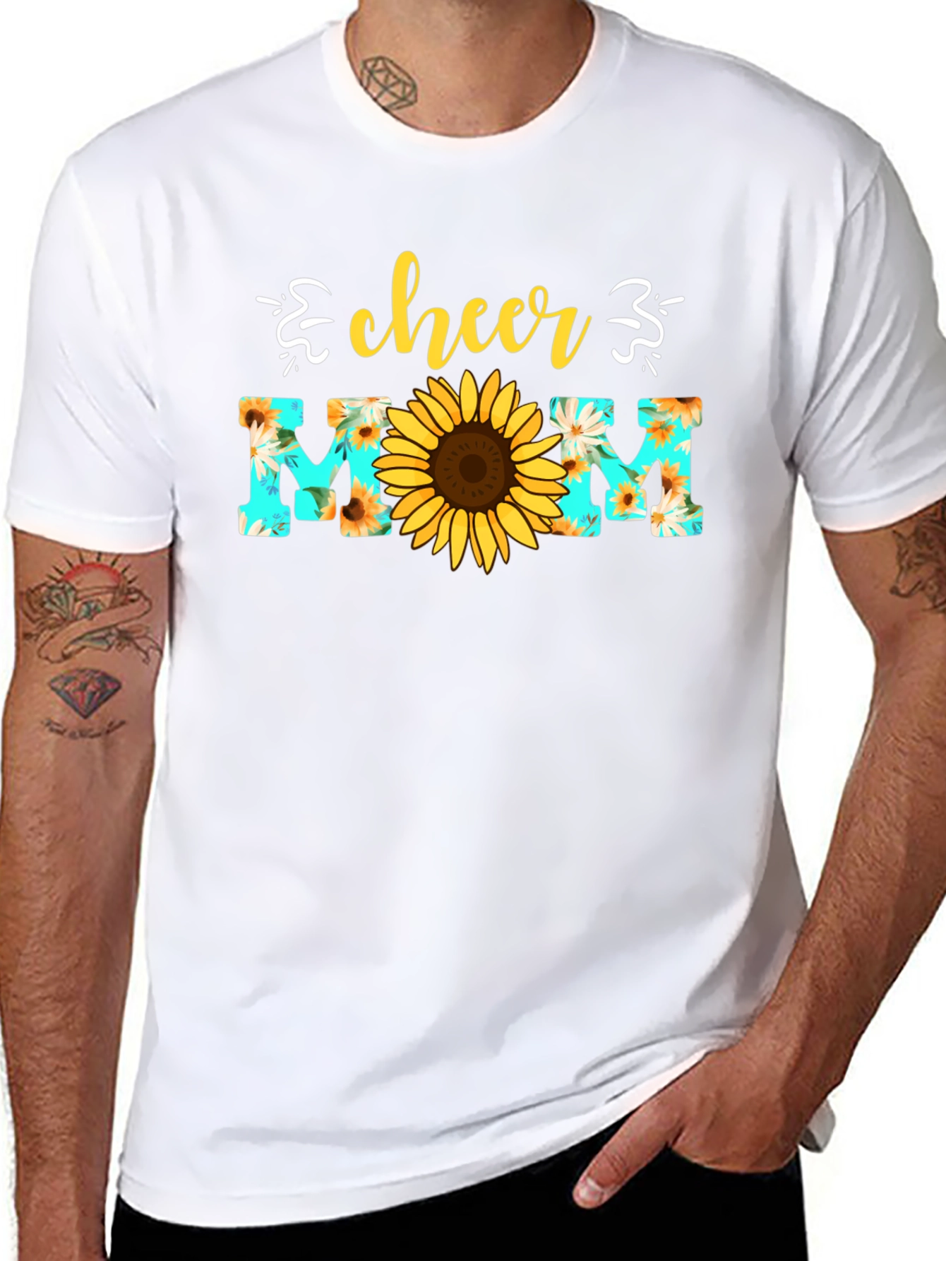 Camiseta Cheer Mom con Girasol - Diseño Floral