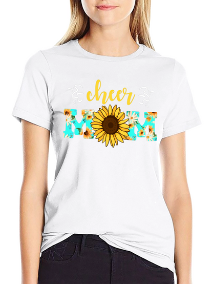 Camiseta Cheer Mom con Girasol - Diseño Floral