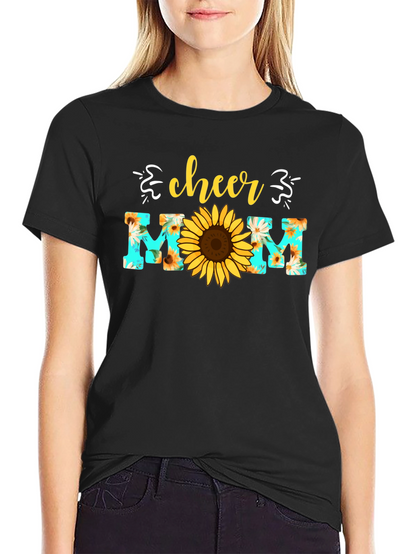 Camiseta Cheer Mom con Girasol - Diseño Floral