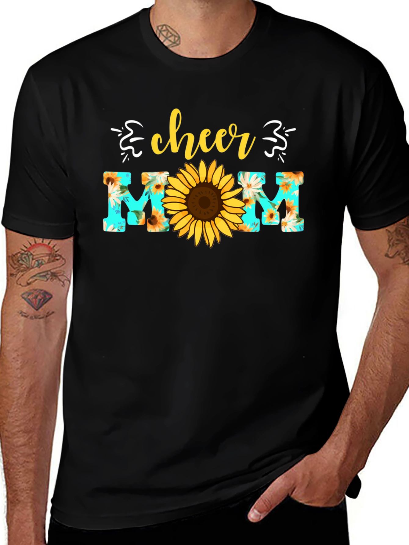 Camiseta Cheer Mom con Girasol - Diseño Floral