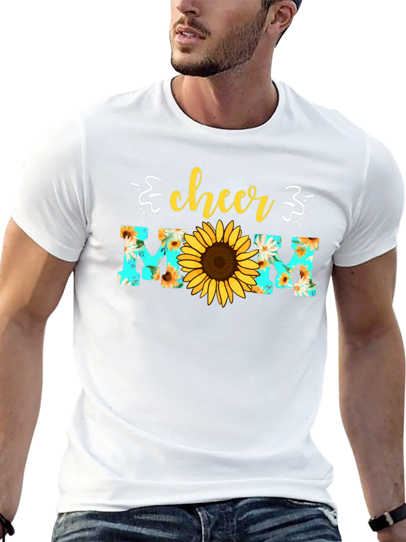 Camiseta Cheer Mom con Girasol - Diseño Floral