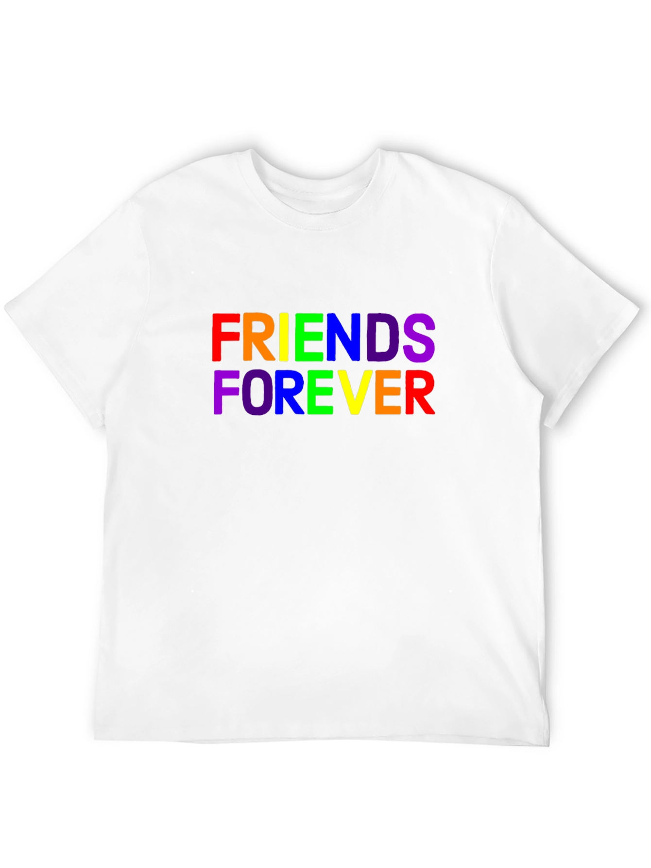Camiseta Negra Unisex Friends Forever con Estampado Arcoíris
