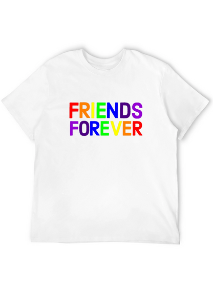 Camiseta Negra Unisex Friends Forever con Estampado Arcoíris
