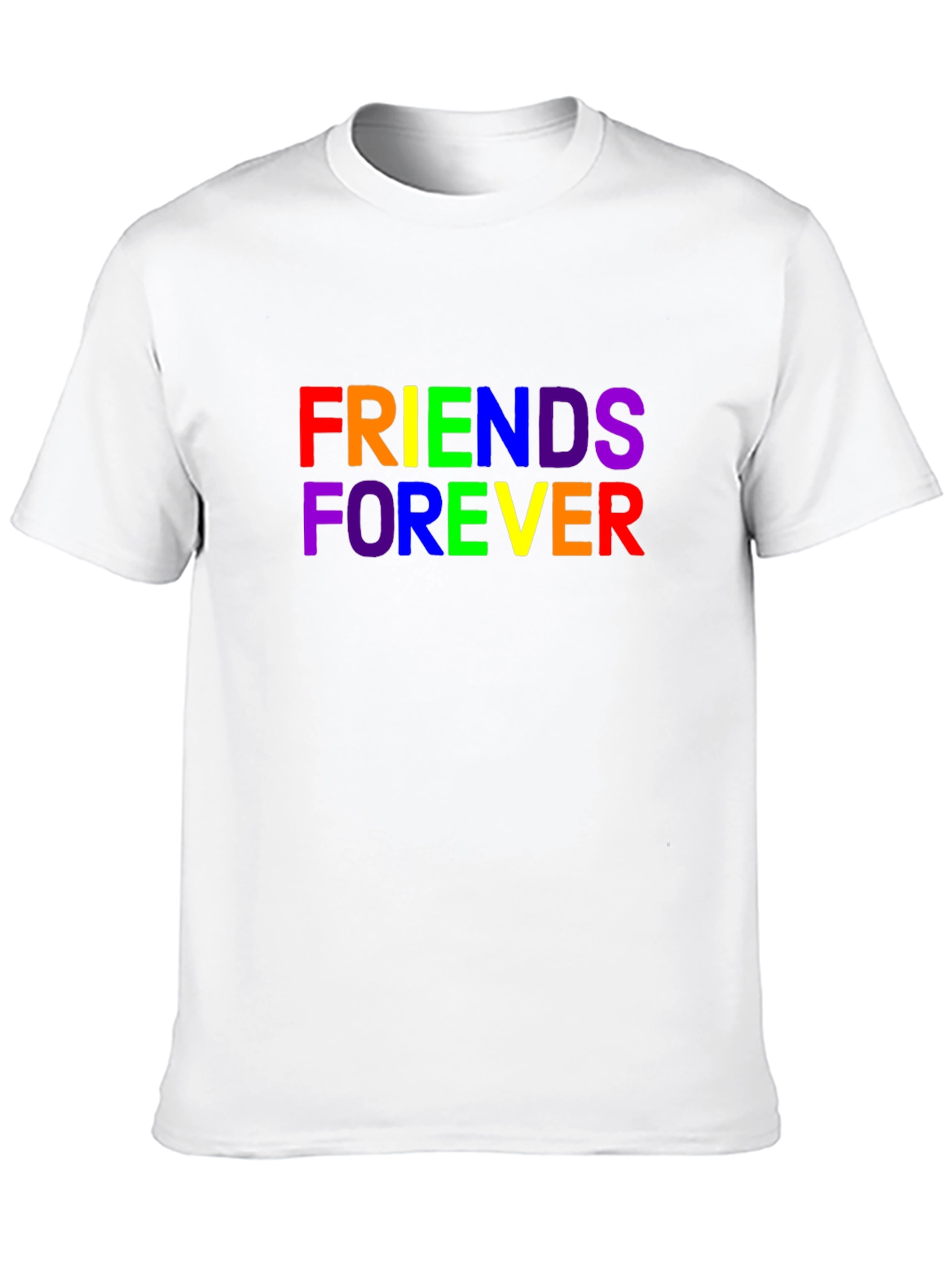 Camiseta Negra Unisex Friends Forever con Estampado Arcoíris