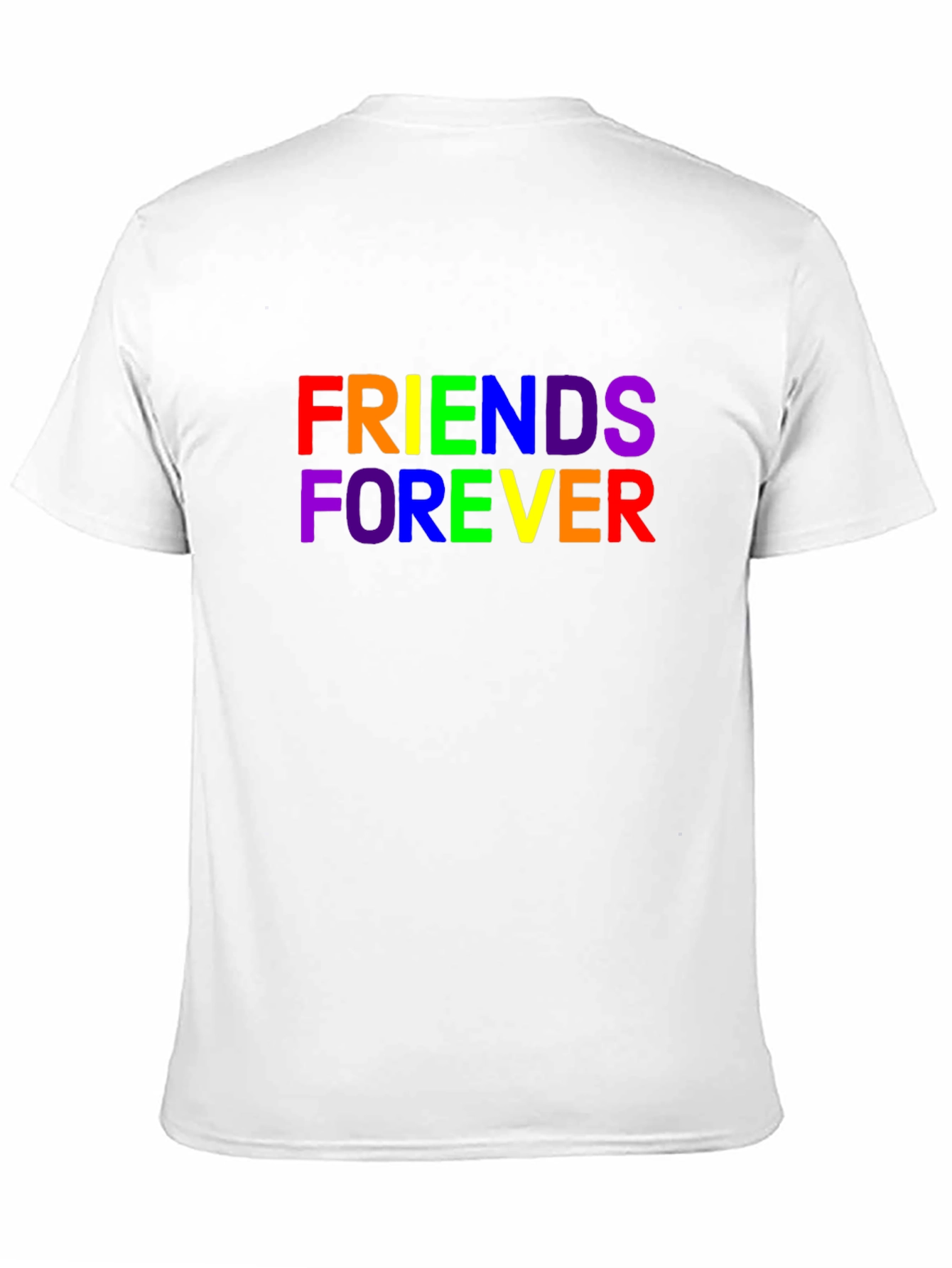 Camiseta Negra Unisex Friends Forever con Estampado Arcoíris