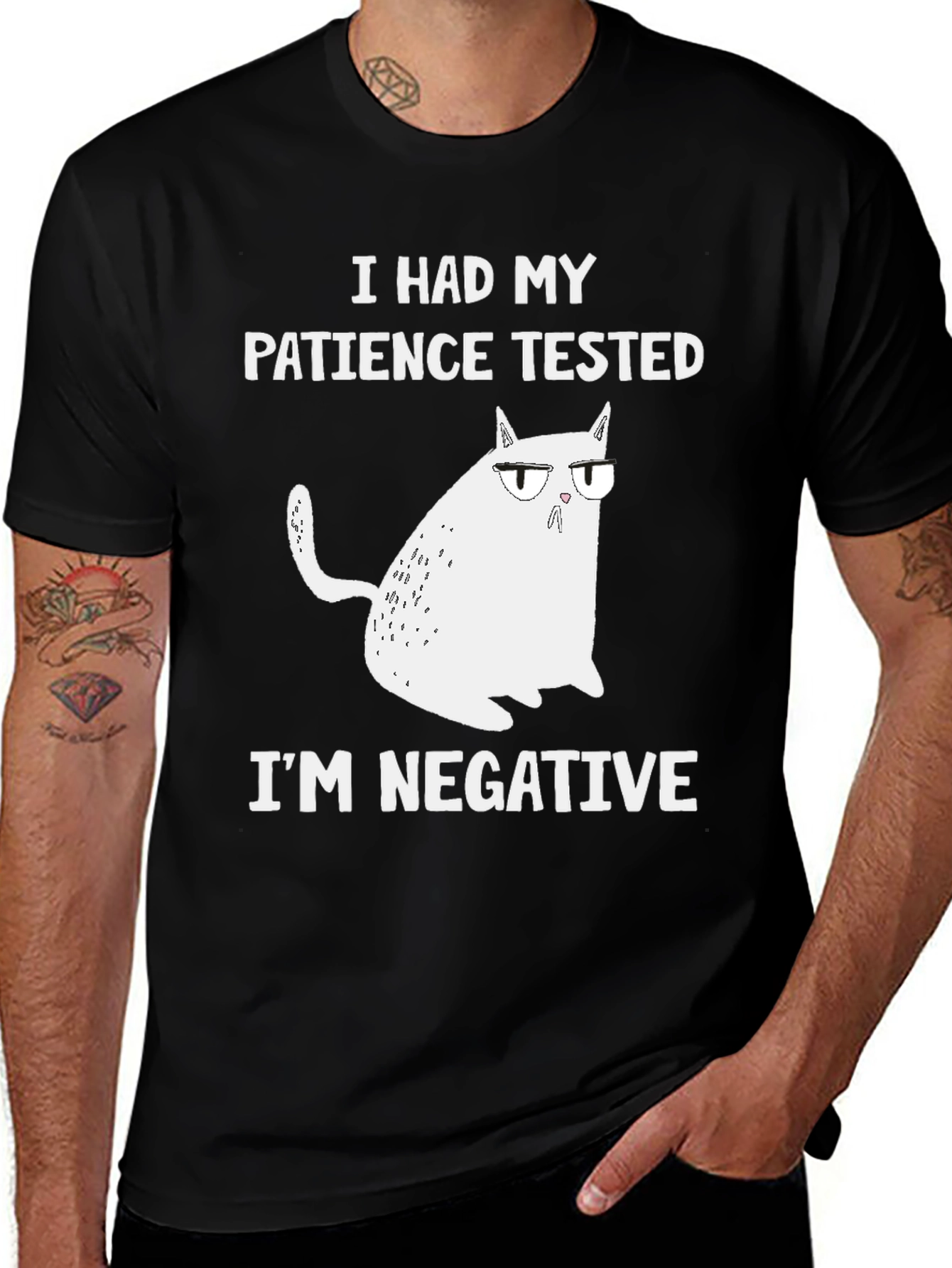 Camiseta divertida: Paciencia probada ¡Soy negativo!