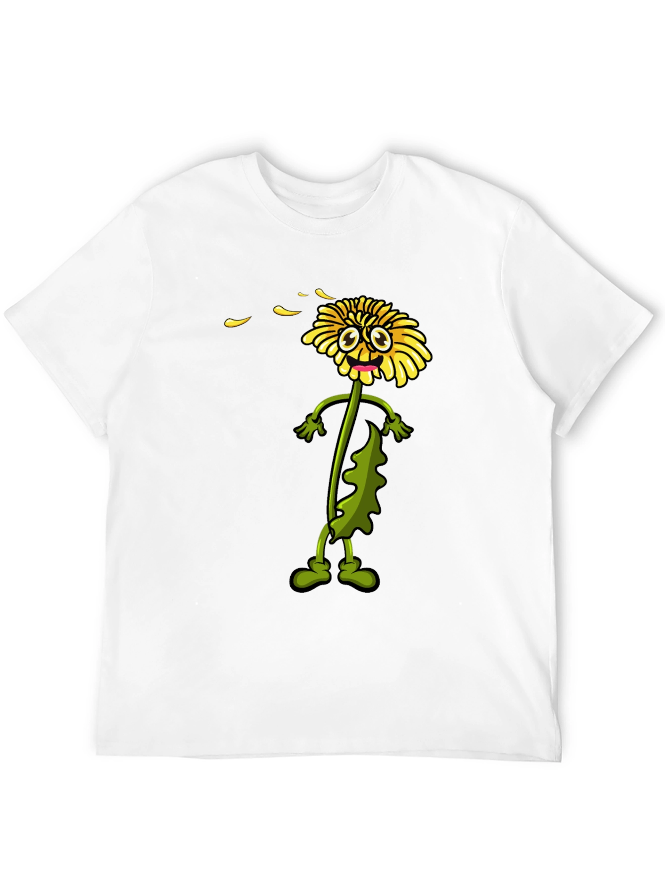 Camiseta Negra con Dibujo de Diente de León Animado