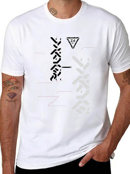 Camiseta Negra con Diseño Abstracto Futurista