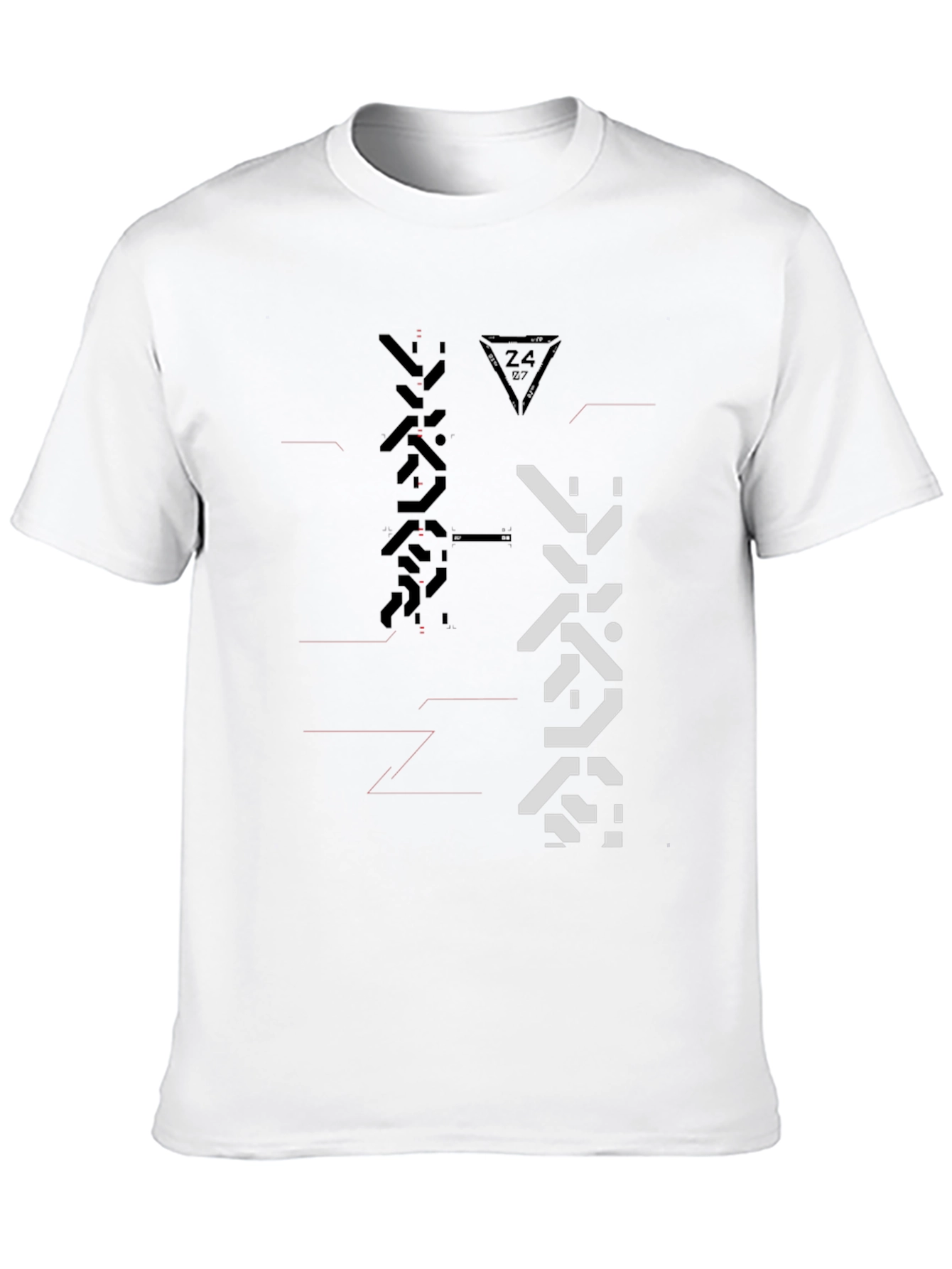 Camiseta Negra con Diseño Abstracto Futurista