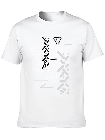 Camiseta Negra con Diseño Abstracto Futurista