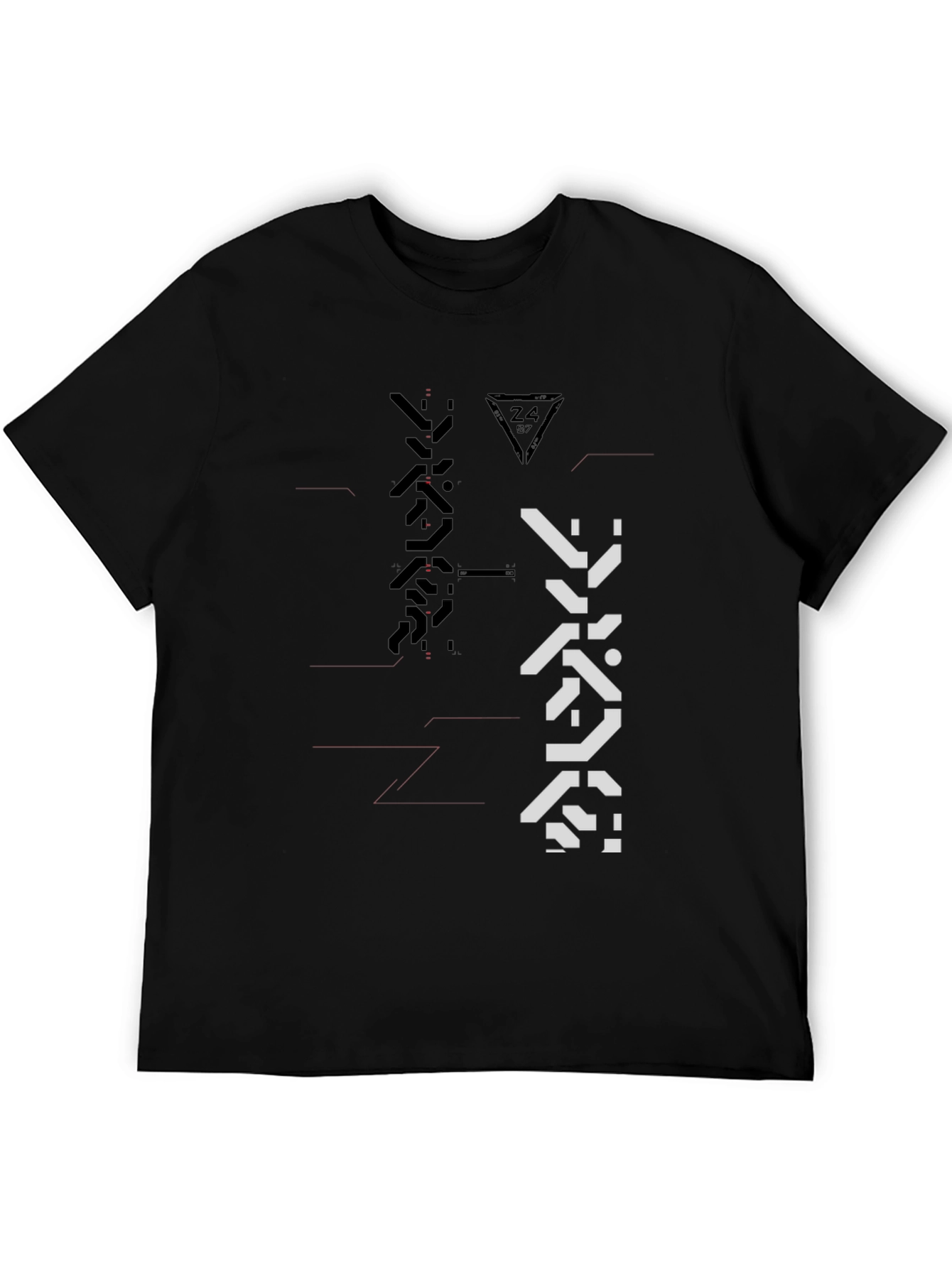 Camiseta Negra con Diseño Abstracto Futurista