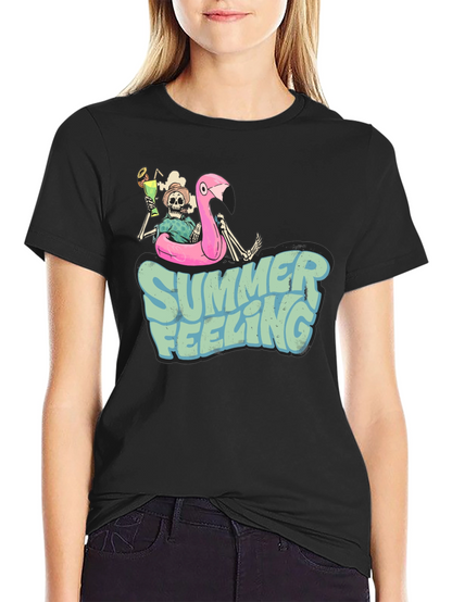 Camiseta Negra Estampada Summer Feeling
