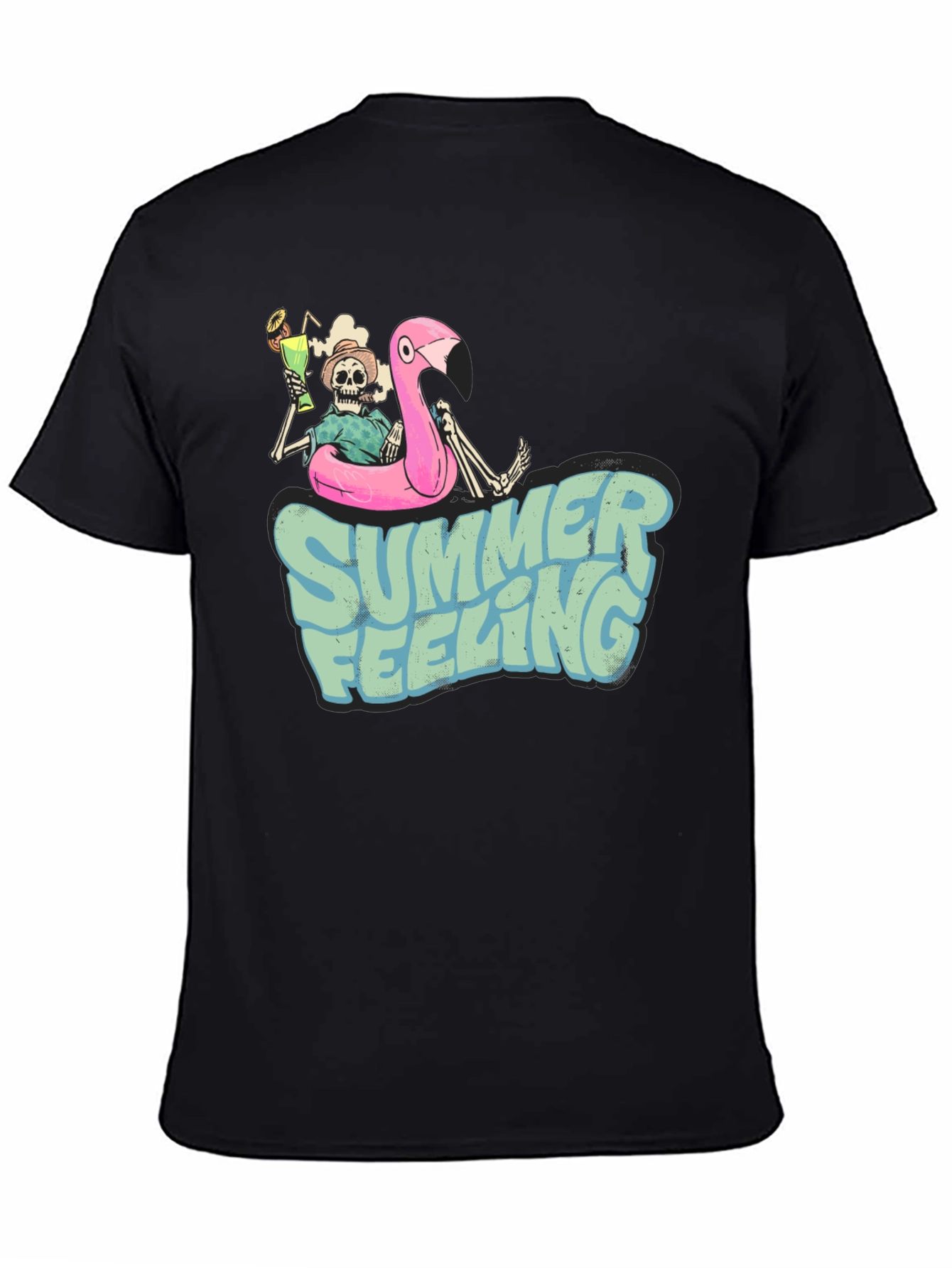 Camiseta Negra Estampada Summer Feeling