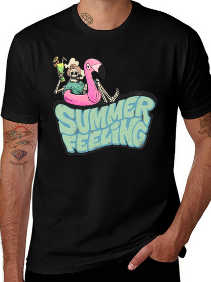 Camiseta Negra Estampada Summer Feeling