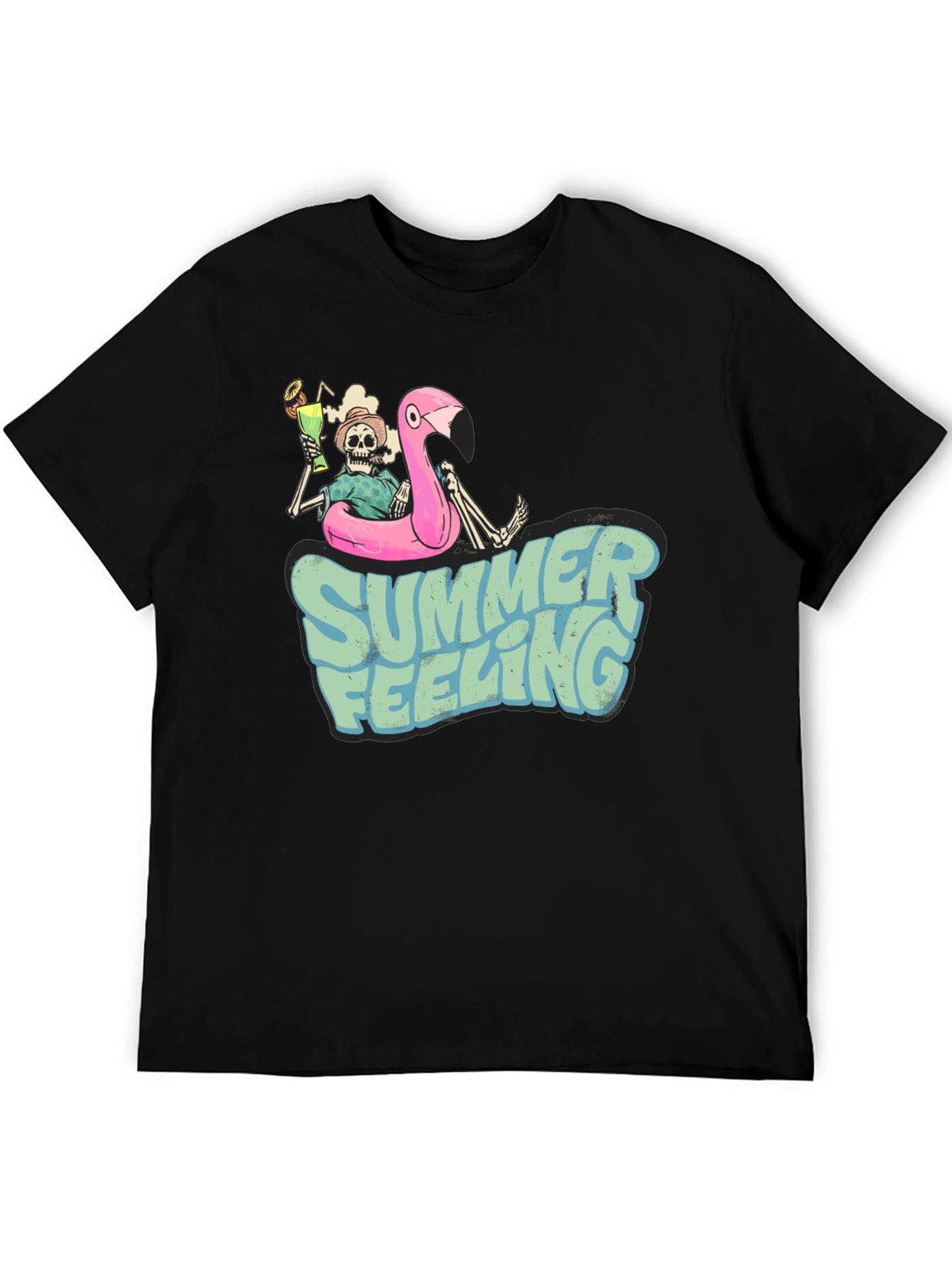 Camiseta Negra Estampada Summer Feeling