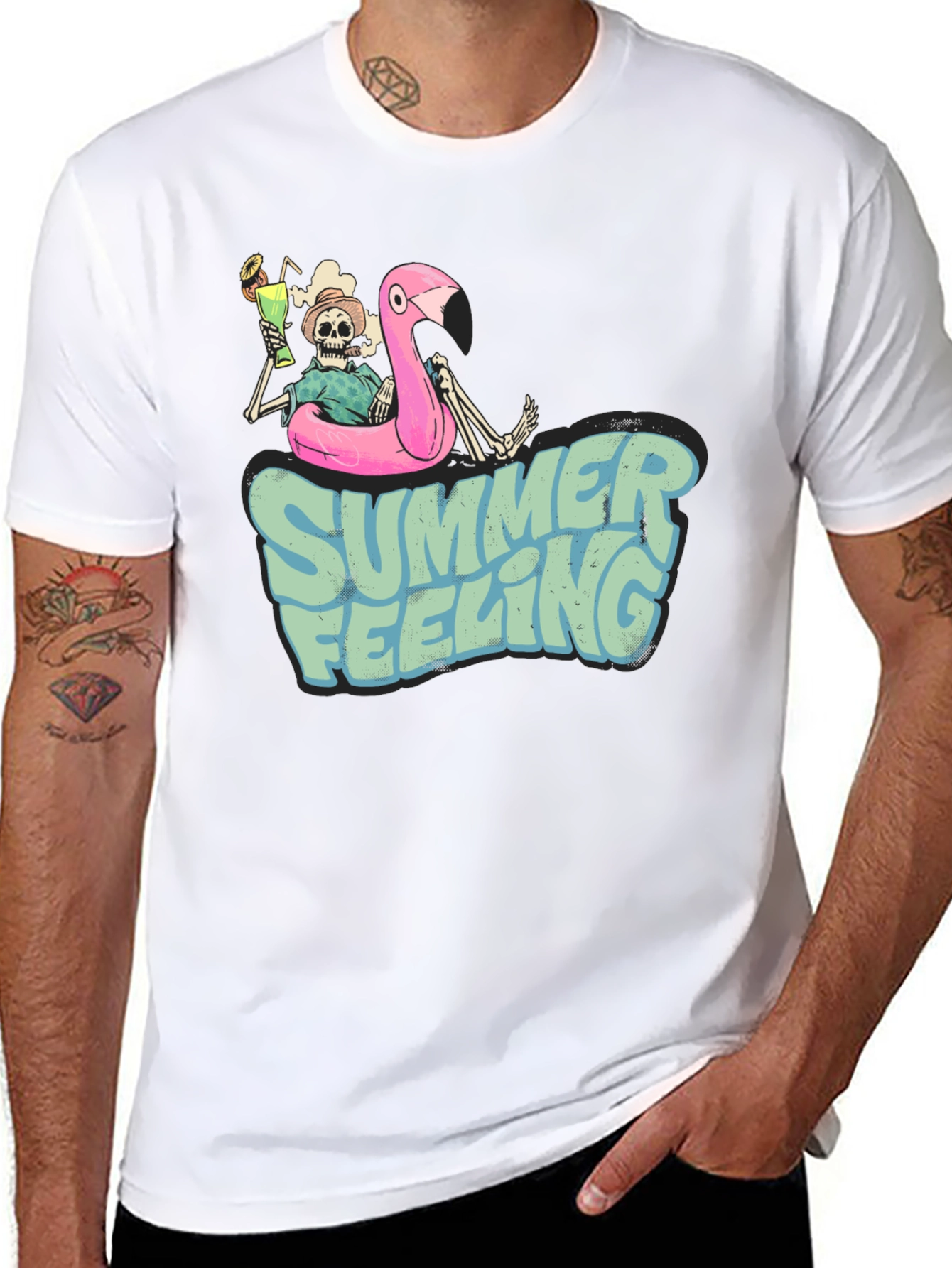 Camiseta Negra Estampada Summer Feeling
