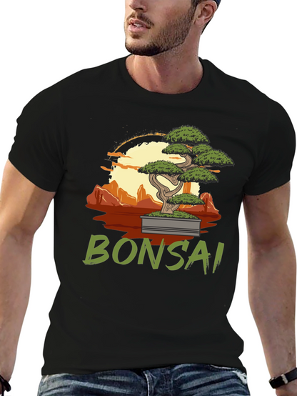 Camiseta Negra con Diseño de Bonsái