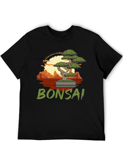 Camiseta Negra con Diseño de Bonsái