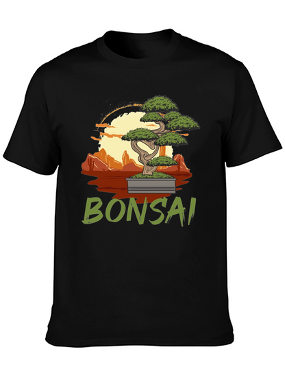 Camiseta Negra con Diseño de Bonsái