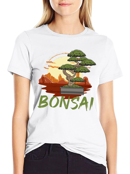 Camiseta Negra con Diseño de Bonsái