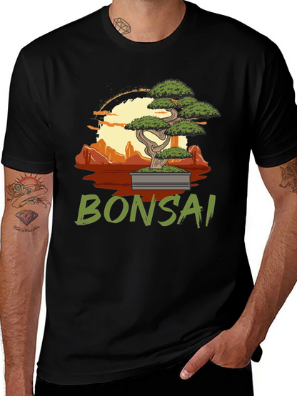 Camiseta Negra con Diseño de Bonsái