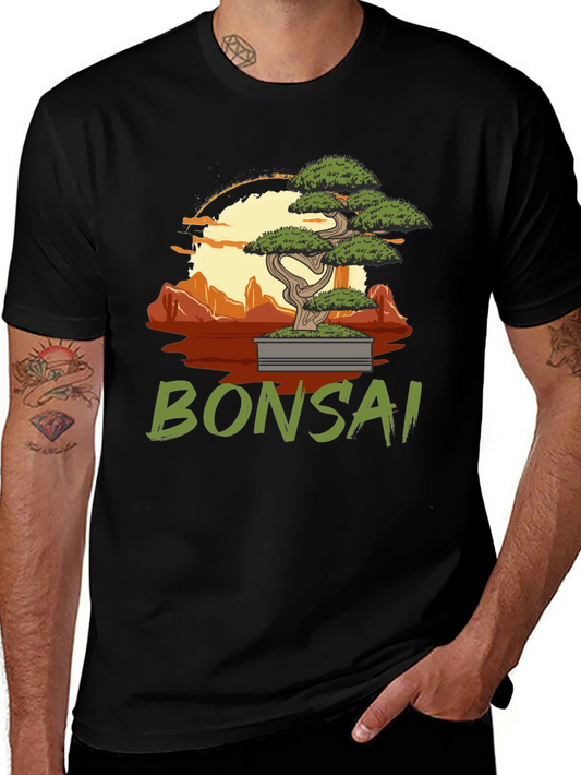 Camiseta Negra con Diseño de Bonsái