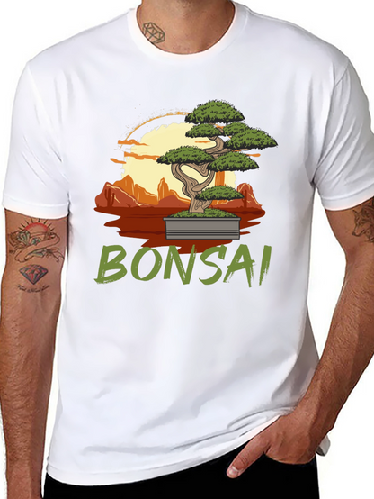 Camiseta Negra con Diseño de Bonsái