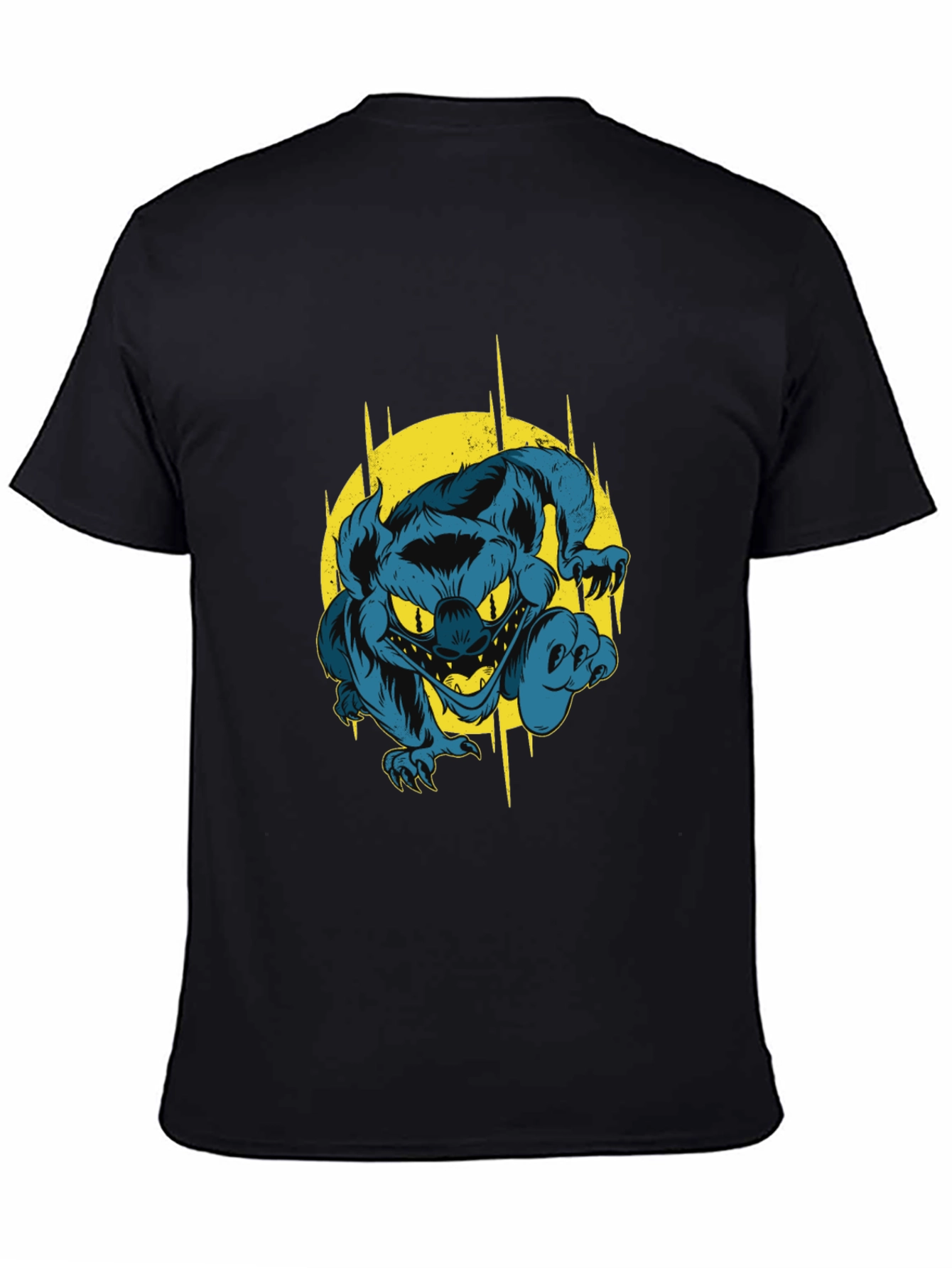Camiseta Negra con Diseño de Monstruo Azul