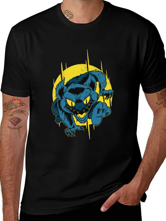 Camiseta Negra con Diseño de Monstruo Azul