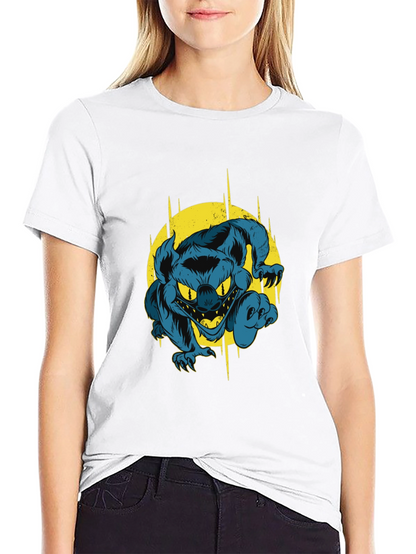 Camiseta Negra con Diseño de Monstruo Azul