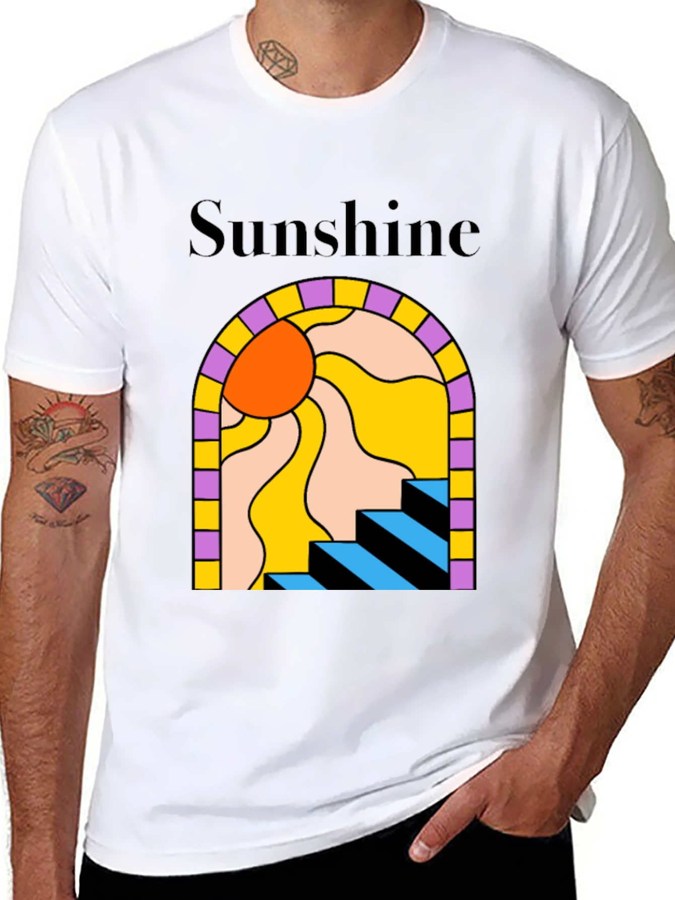 Camiseta Negra Sunshine Abstracta
