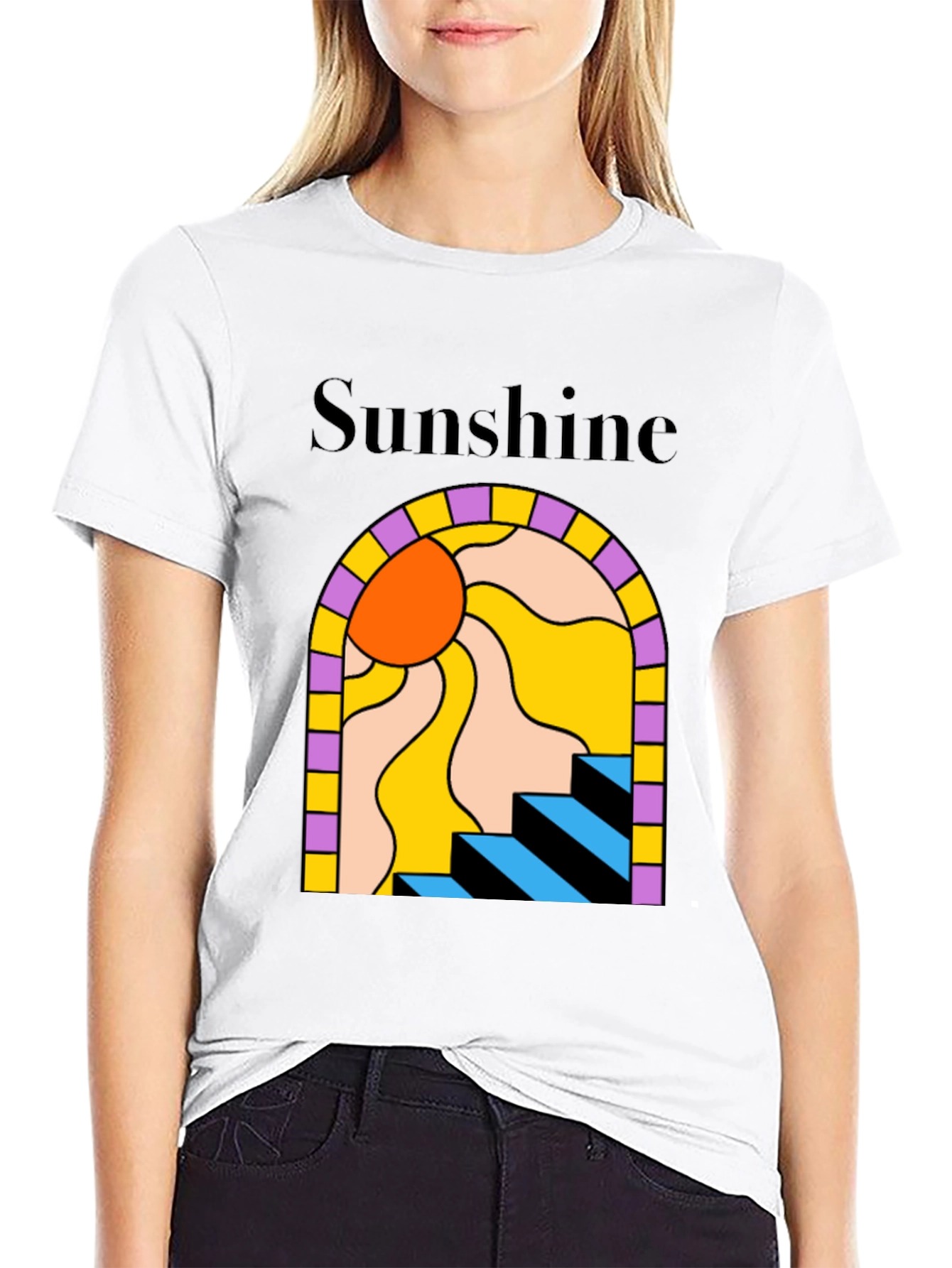 Camiseta Negra Sunshine Abstracta